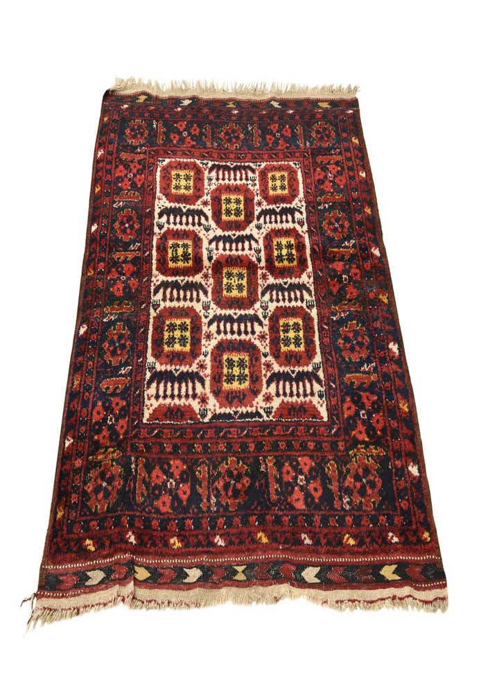 3' 10 x 4' 10 Hand Knotted Afghan Akhche Wool Rug