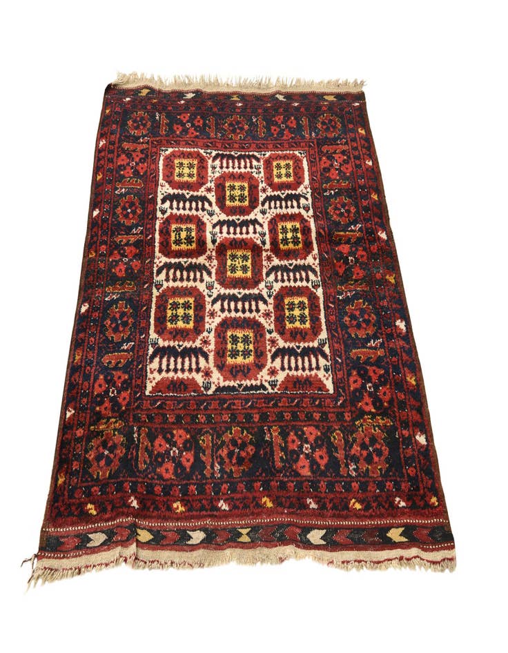 Detail image of 3' 10 x 4' 10 Hand Knotted Afghan Akhche Wool Rug