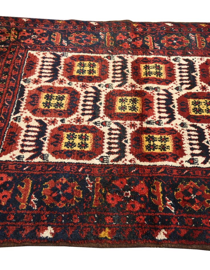Detail image of 3' 10 x 4' 10 Hand Knotted Afghan Akhche Wool Rug
