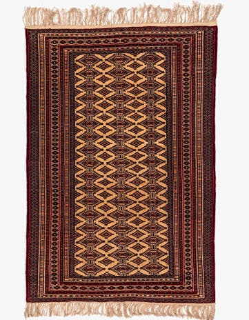 4' 1 x 6' Hand Knotted Afghan Akhche Oriental Wool Rug