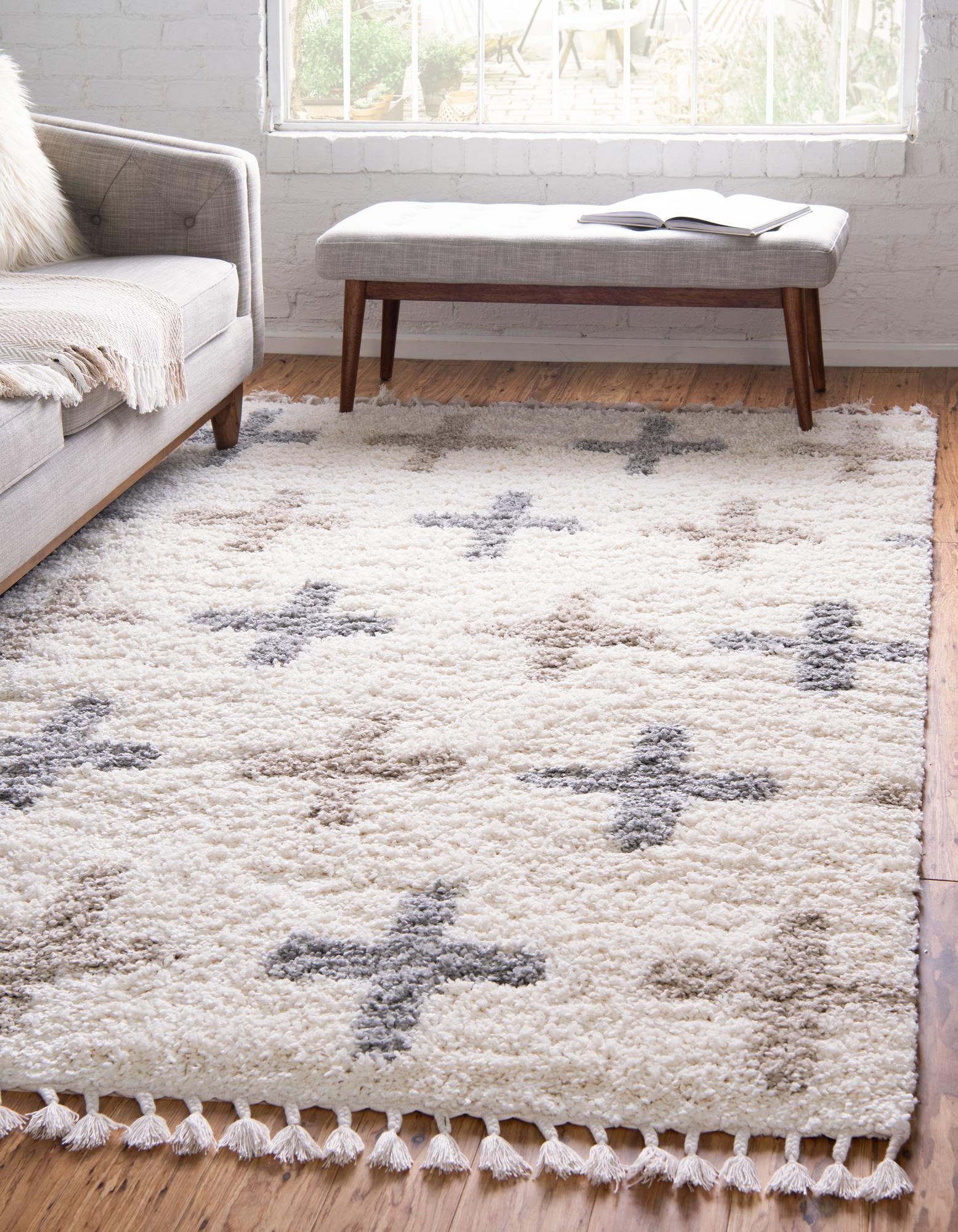 Ivory Athena Shag Rug