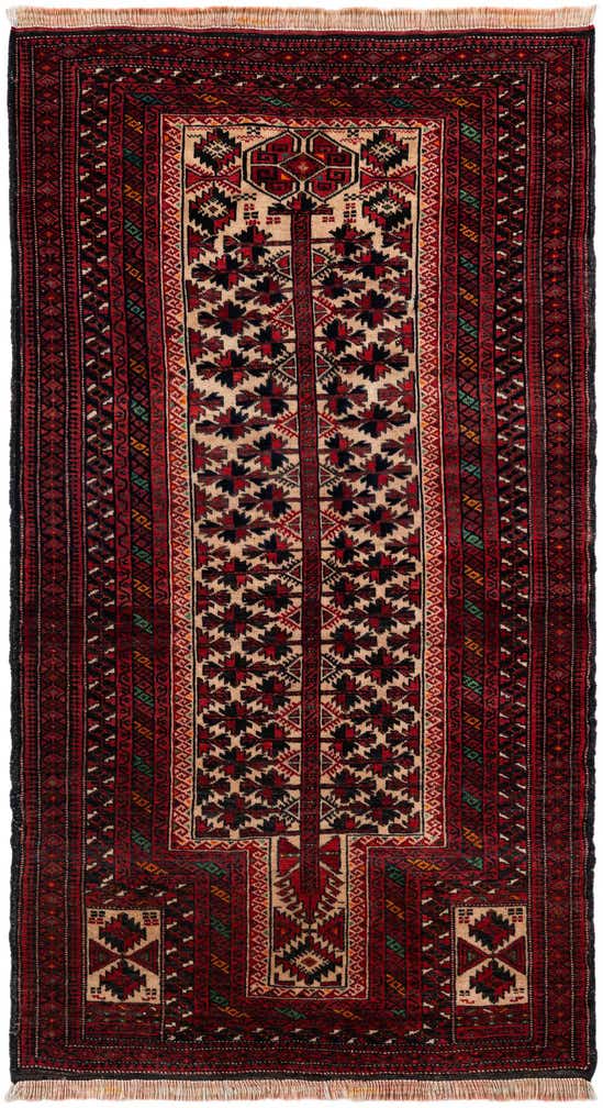 3' 2 x 5' 8 Hand Knotted Balouch Wool Rug