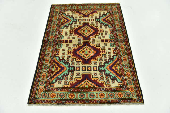 3' 4 x 5' Hand Knotted Balouch Rug