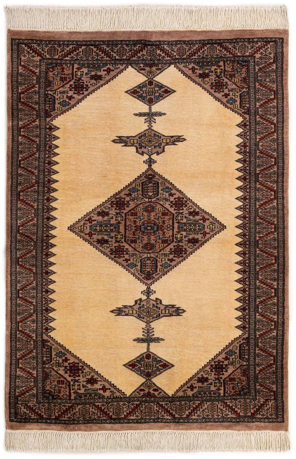 Detail image of 4' 3 x 5' 11 Hand Knotted Bokhara Wool Rug