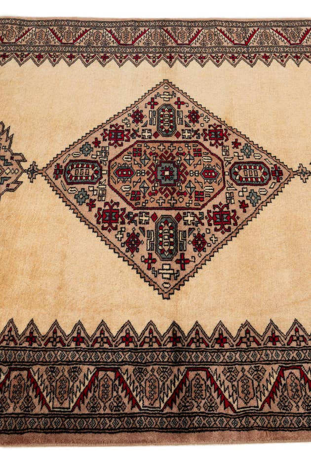 Detail image of 4' 2 x 6' 4 Hand Knotted Bokhara Oriental Wool Rug