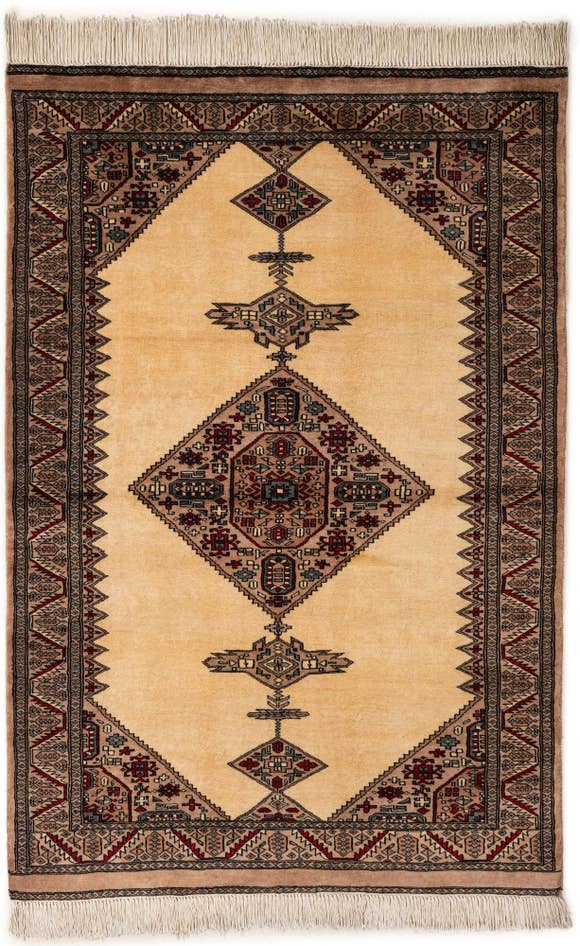 Detail image of 4' 2 x 6' 4 Hand Knotted Bokhara Oriental Wool Rug