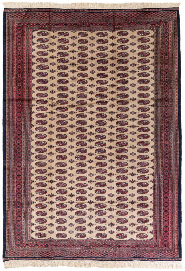 Detailfoto van 220cm x 310cm Handgeknoopt Bokhara Oosters Wol Vloerkleed
