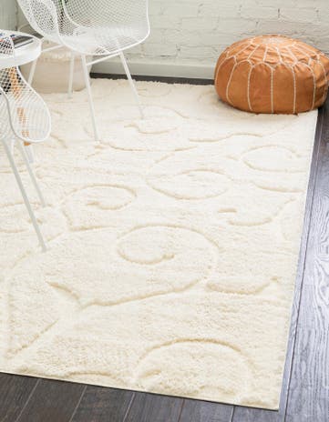 Ivory Botanical Shag Rug