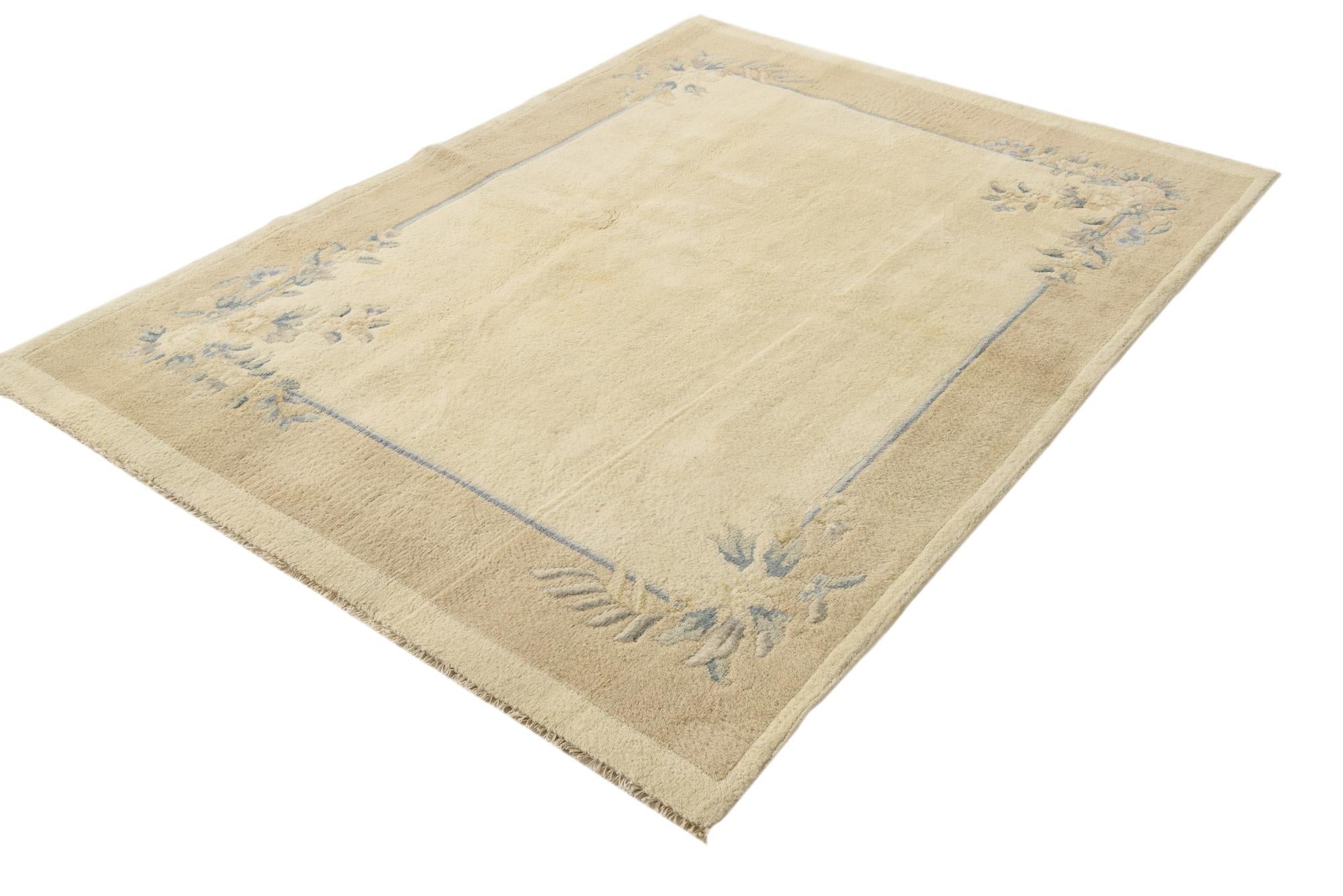 5' 7 x 7' 9 Hand Knotted Carved Pekin Wool Rug