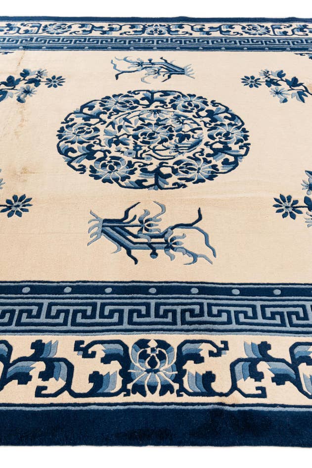 Detail image of 7' 1 x 10' 6 Hand Knotted Carved Pekin Wool Rug