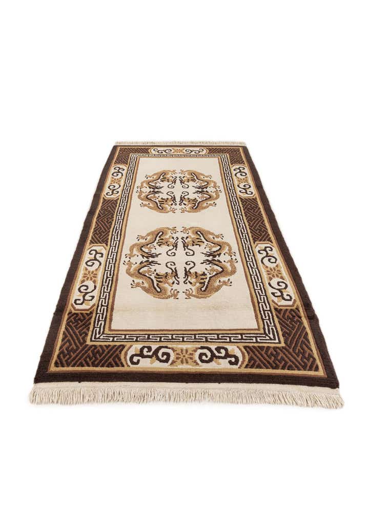 3' 1 x 5' 9 Hand Knotted Carved Pekin Wool Rug