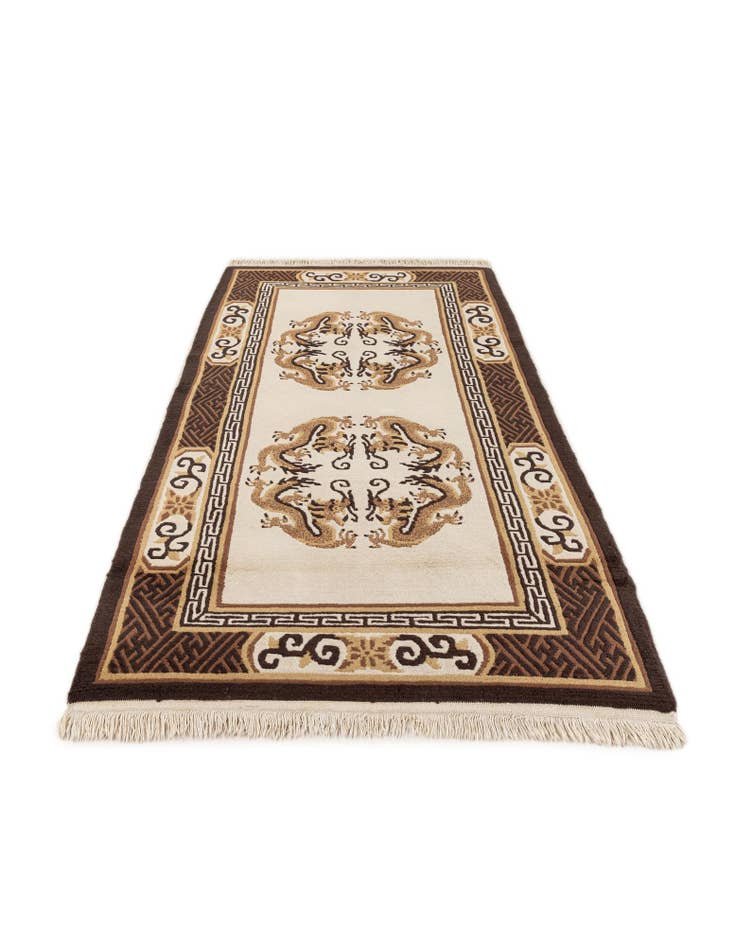 Detail image of 3' 1 x 5' 9 Hand Knotted Carved Pekin Wool Rug