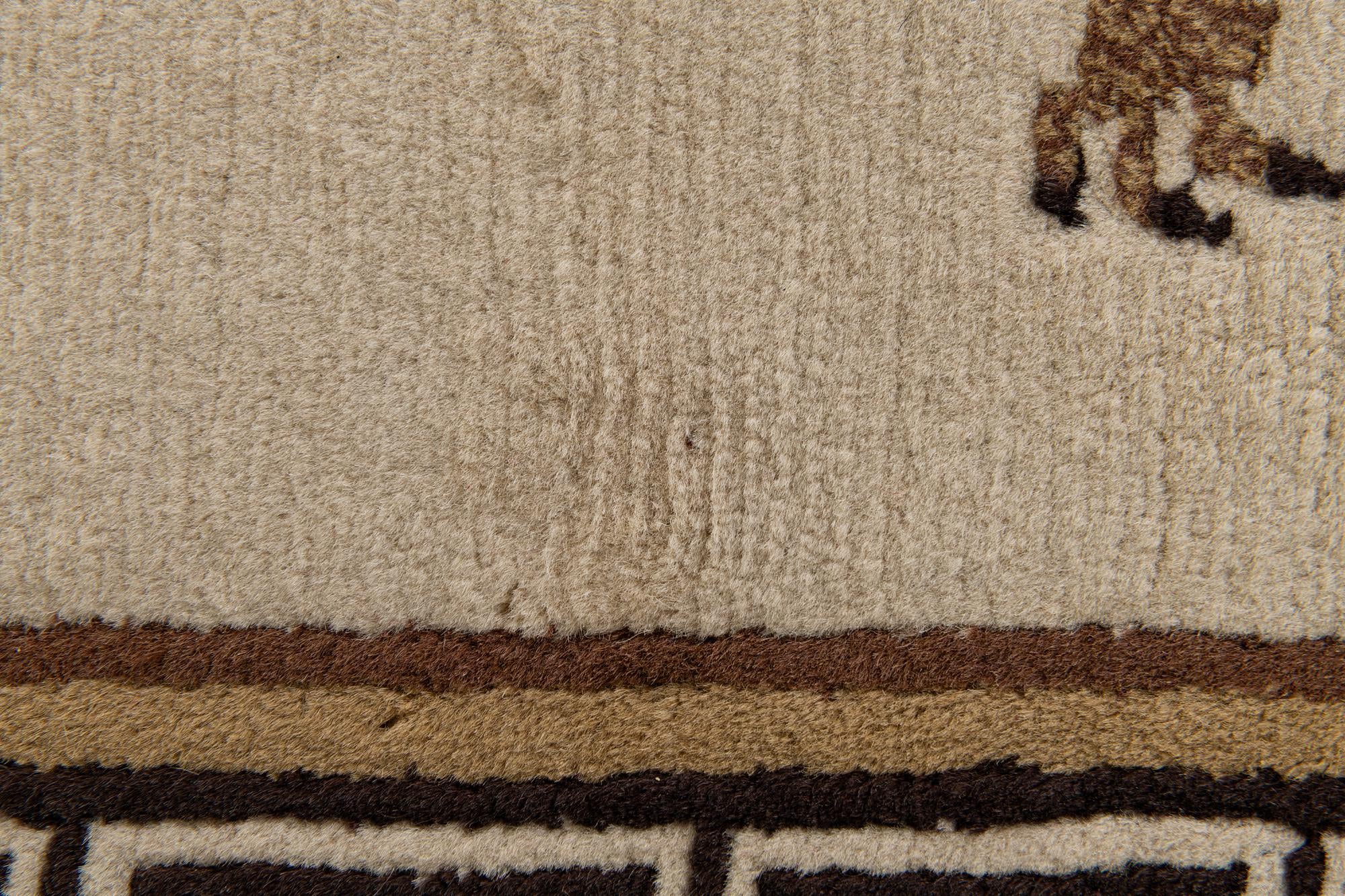 3' 1 x 5' 9 Hand Knotted Carved Pekin Wool Rug