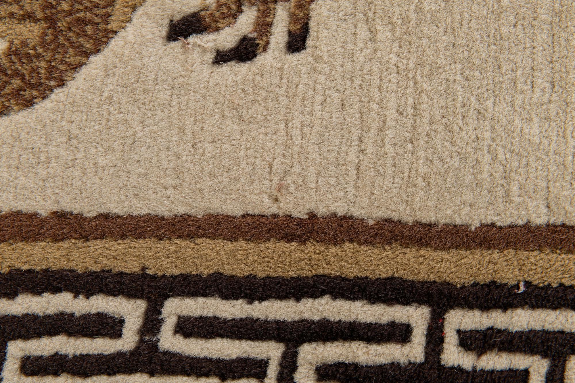 3' 1 x 5' 9 Hand Knotted Carved Pekin Wool Rug