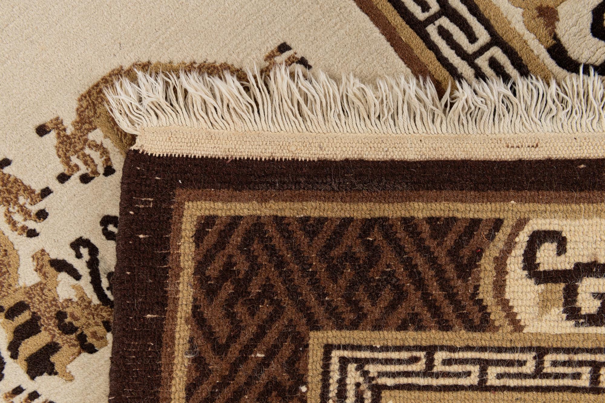 3' 1 x 5' 9 Hand Knotted Carved Pekin Wool Rug
