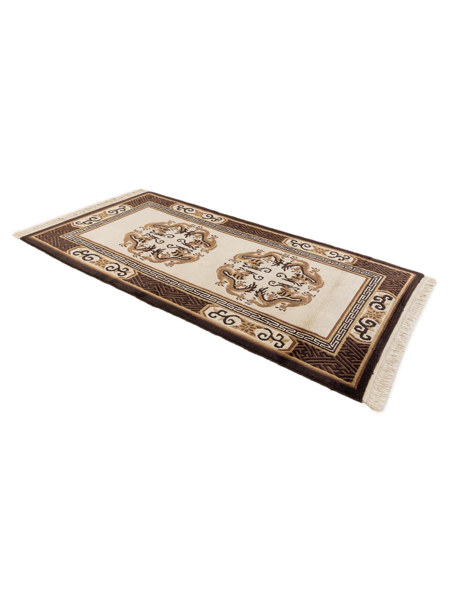 3' 1 x 5' 9 Hand Knotted Carved Pekin Wool Rug
