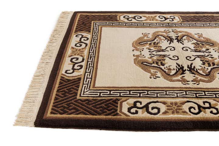 3' 1 x 5' 9 Hand Knotted Carved Pekin Wool Rug