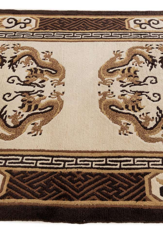 3' 1 x 5' 9 Hand Knotted Carved Pekin Wool Rug