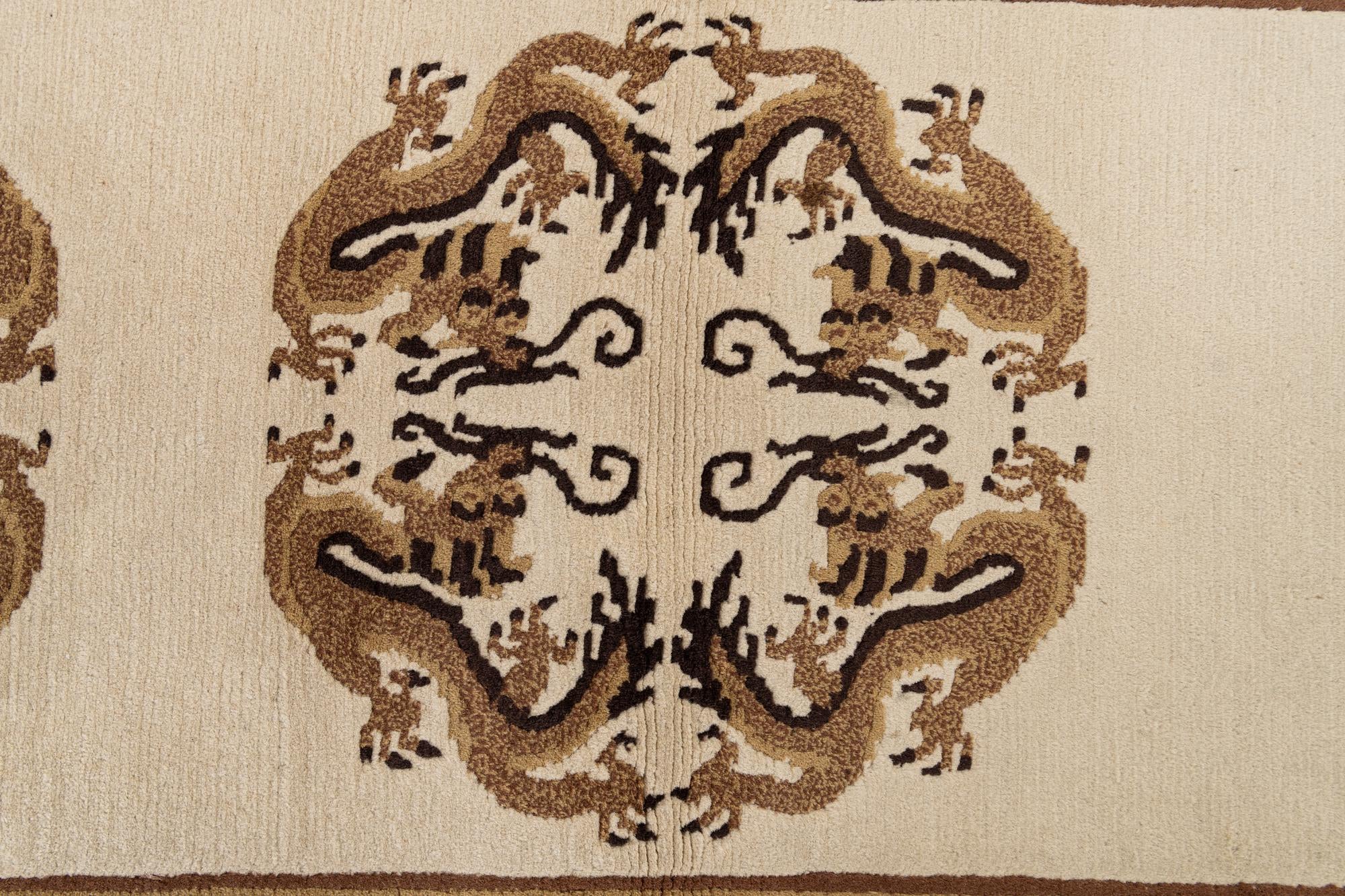 3' 1 x 5' 9 Hand Knotted Carved Pekin Wool Rug