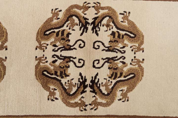 3' 1 x 5' 9 Hand Knotted Carved Pekin Wool Rug