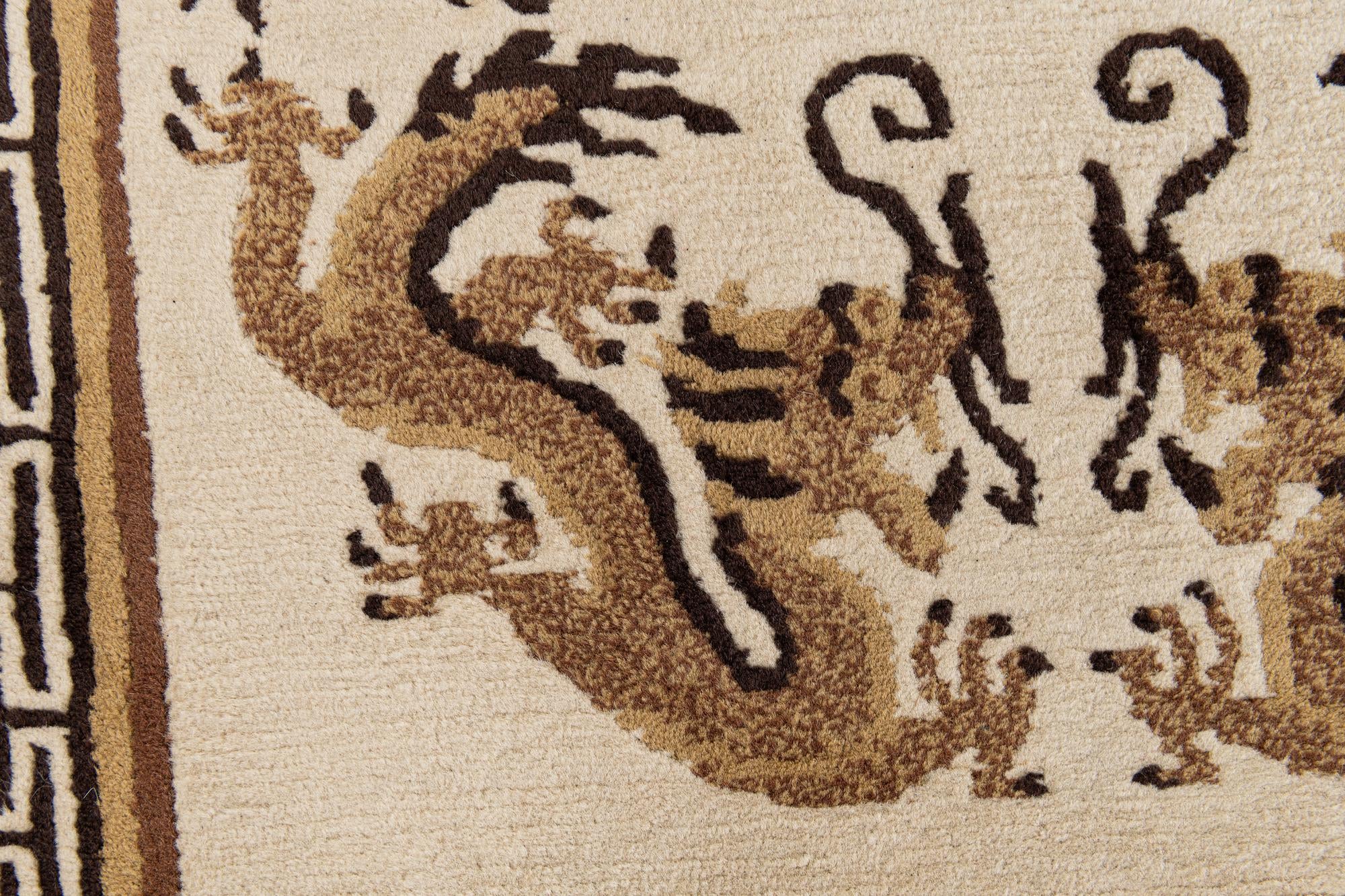 3' 1 x 5' 9 Hand Knotted Carved Pekin Wool Rug