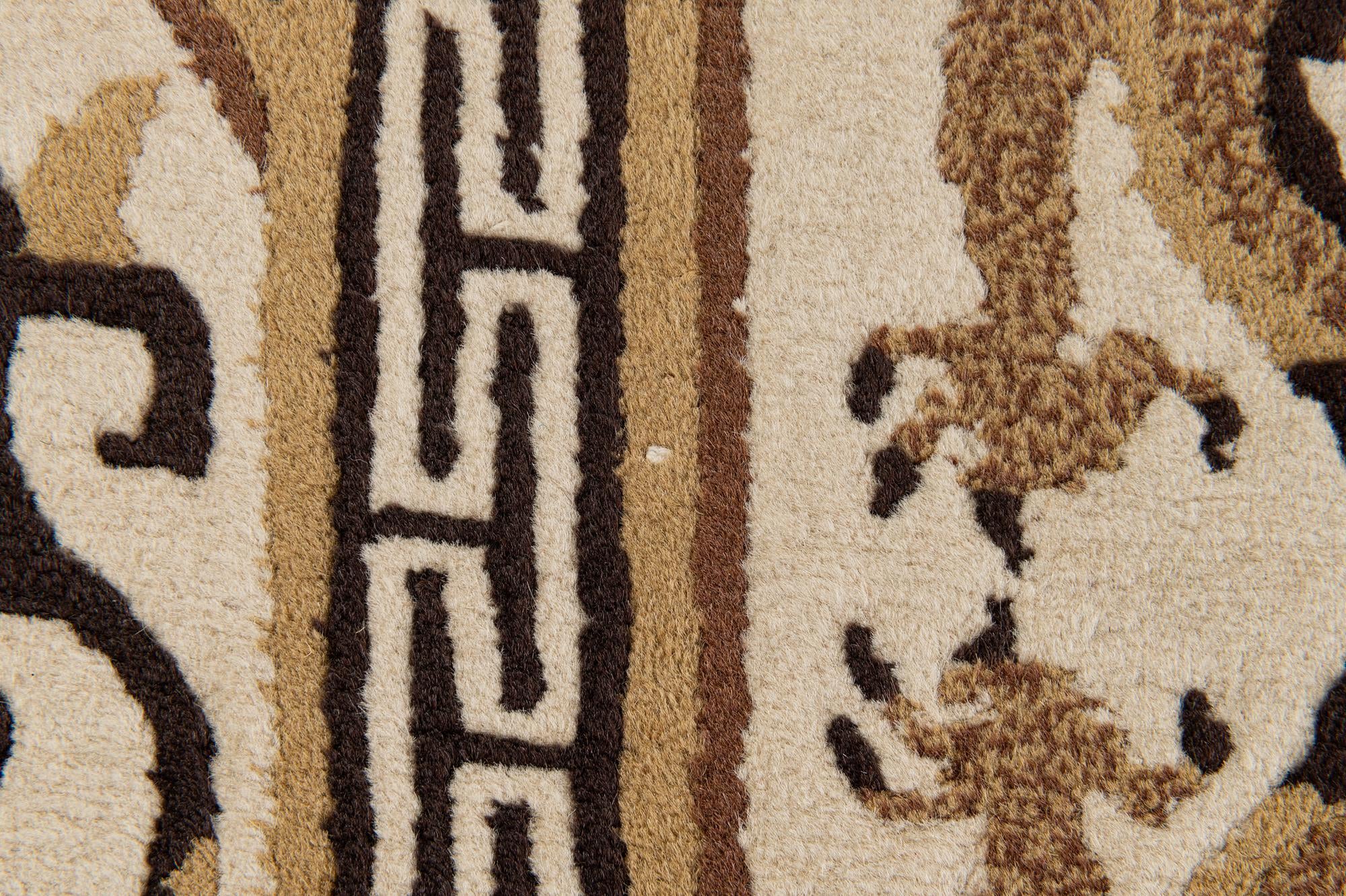 3' 1 x 5' 9 Hand Knotted Carved Pekin Wool Rug