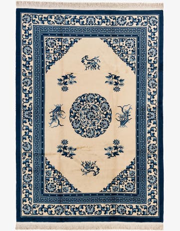 7' 1 x 10' 6 Hand Knotted Carved Pekin Wool Rug