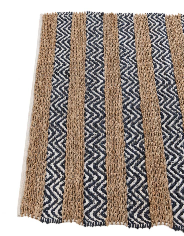 Detail image of 3' x 5' 3 Hand Braided Chindi Jute Rug