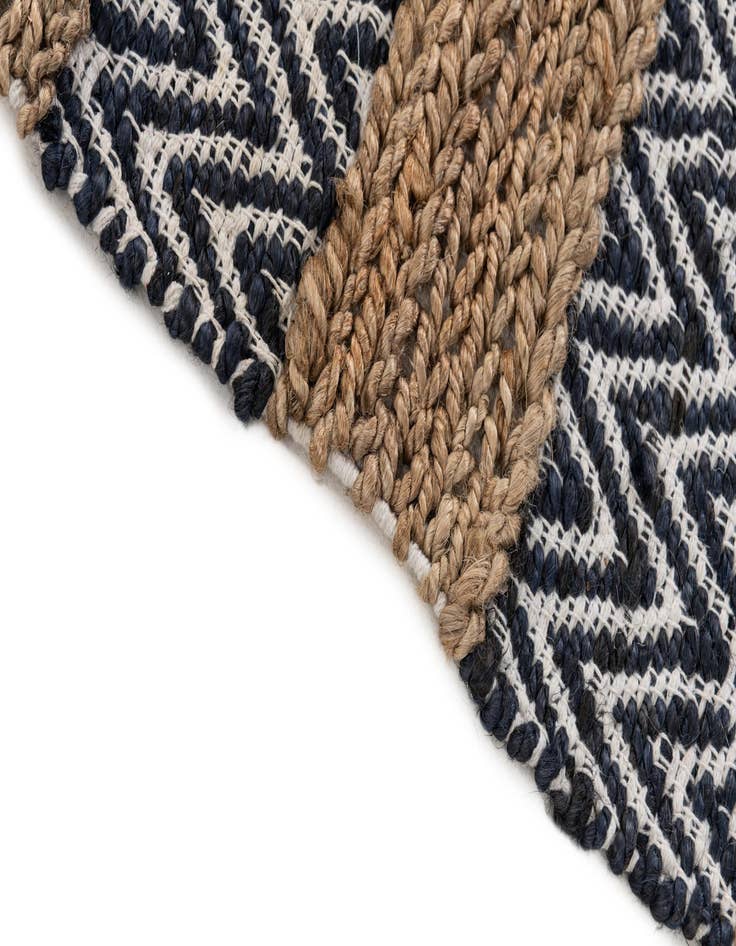 Detail image of 3' x 5' 3 Hand Braided Chindi Jute Rug