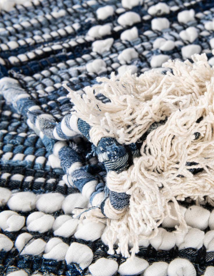 Detail image of Custom Ivory Hand Woven Cotton Chindi Rug