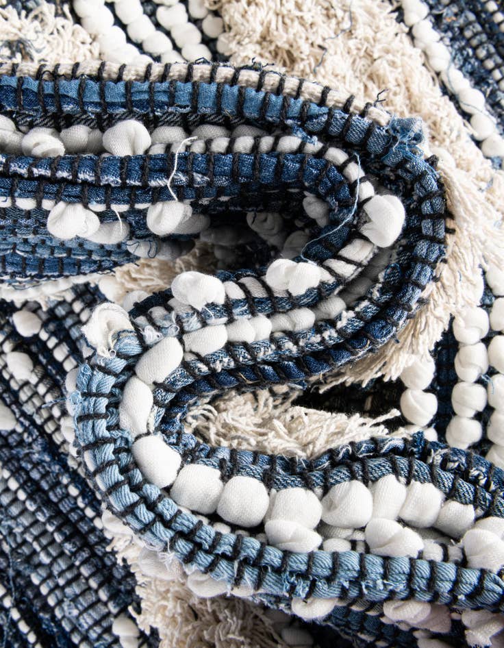 Detail image of Custom Ivory Hand Woven Cotton Chindi Rug