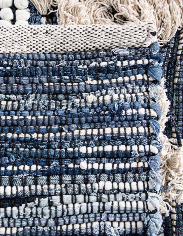 Detail image of Custom Ivory Hand Woven Cotton Chindi Rug