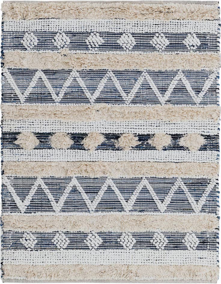 Detail image of 4' 1 x 6' 1 Hand Woven Cotton Chindi Rug