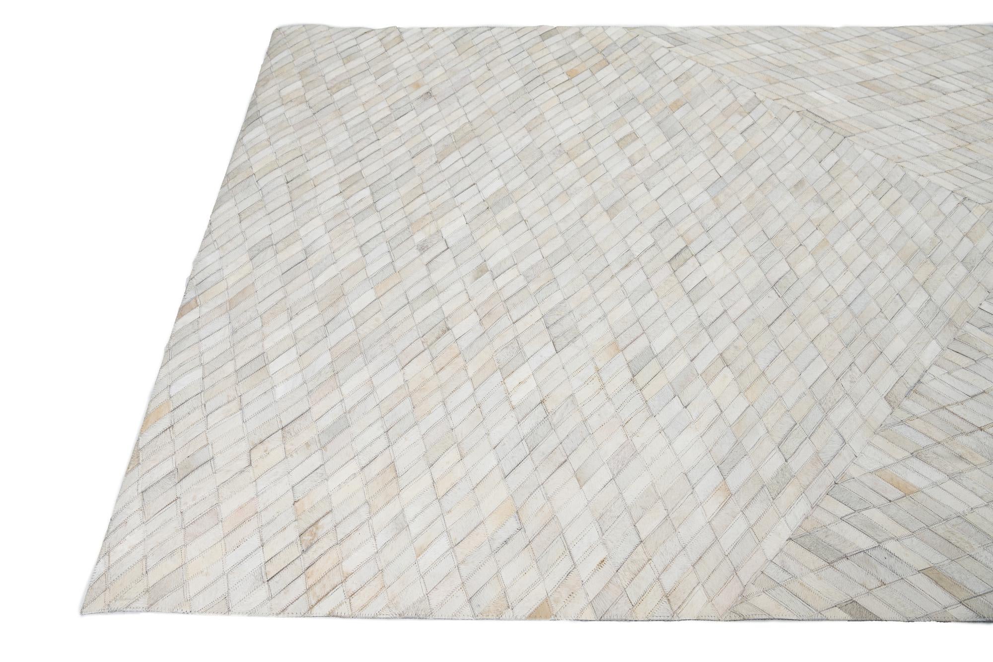 5' x 7' 9 Cowhide Leather Rug