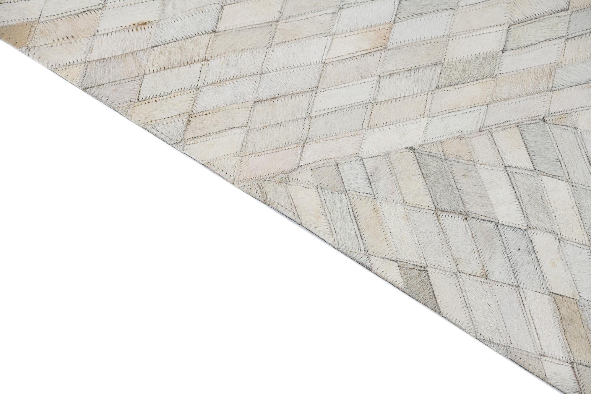 5' x 7' 9 Cowhide Leather Rug