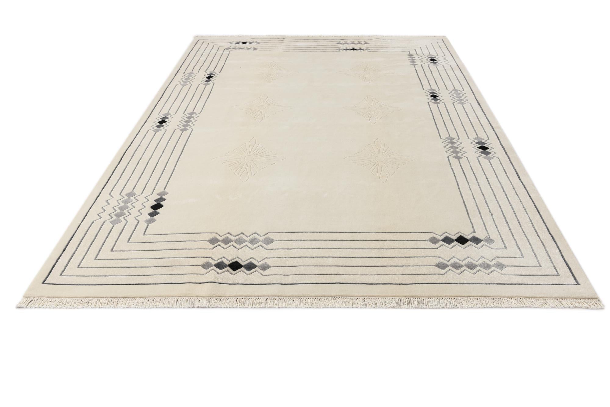 6' 10 x 9' 6 Hand Knotted Darya Wool Rug