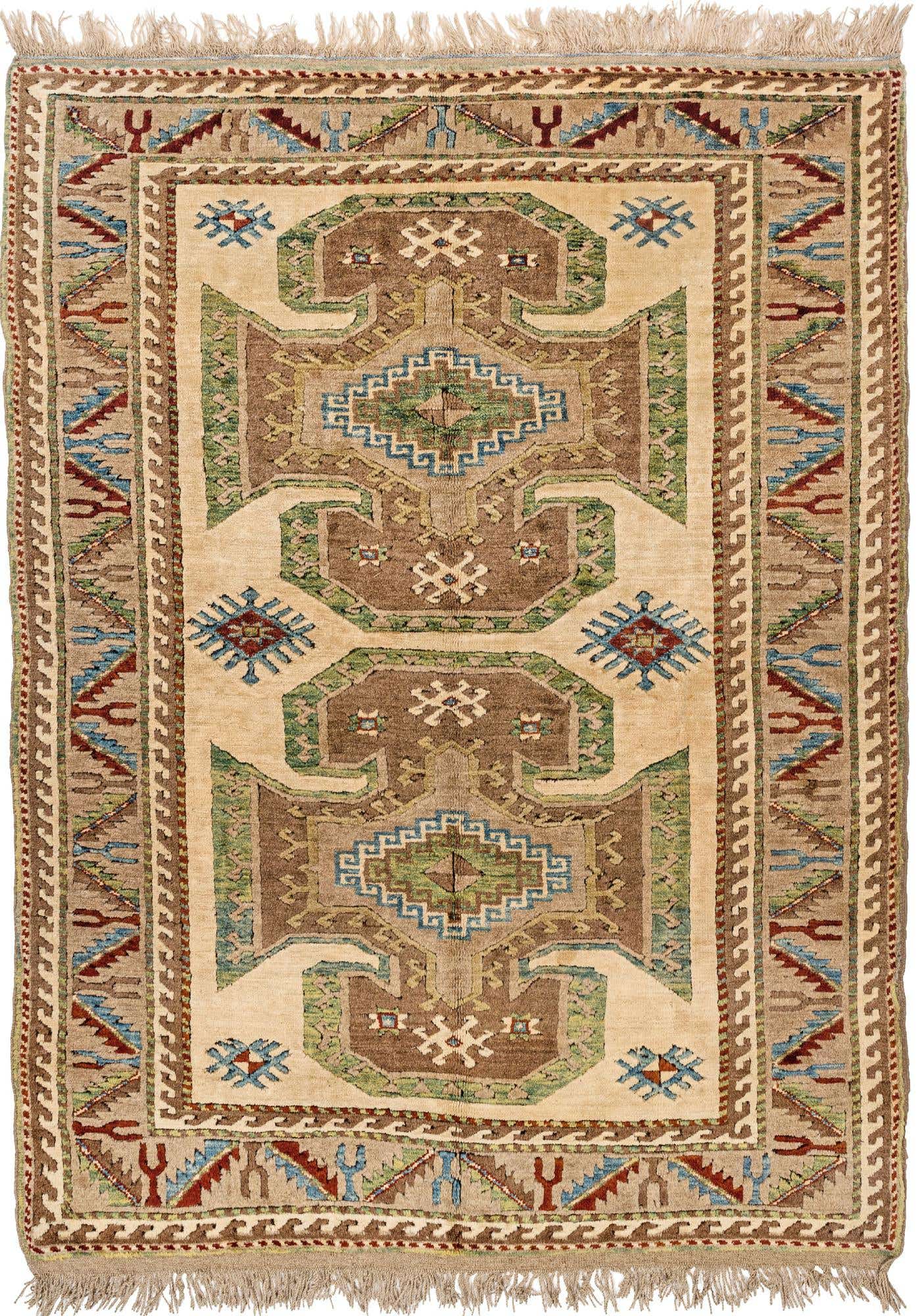 4' 4 x 5' 10 Hand Knotted Fars Wool Rug