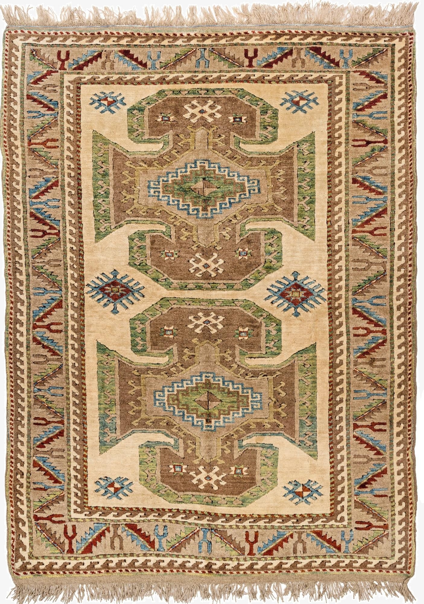 4' 4 x 5' 10  Hand Knotted Fars Wool Rug
