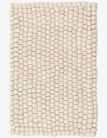 Ivory Hand Woven Felt Ball Wool Rug