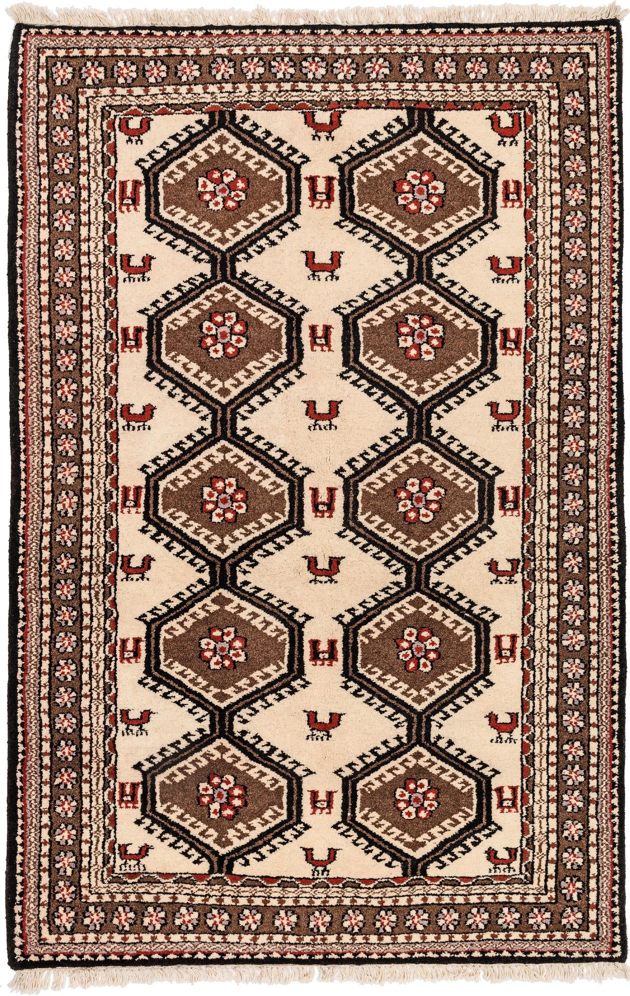 4' 4 x 6' 8 Hand Knotted Gabbeh Wool Rug