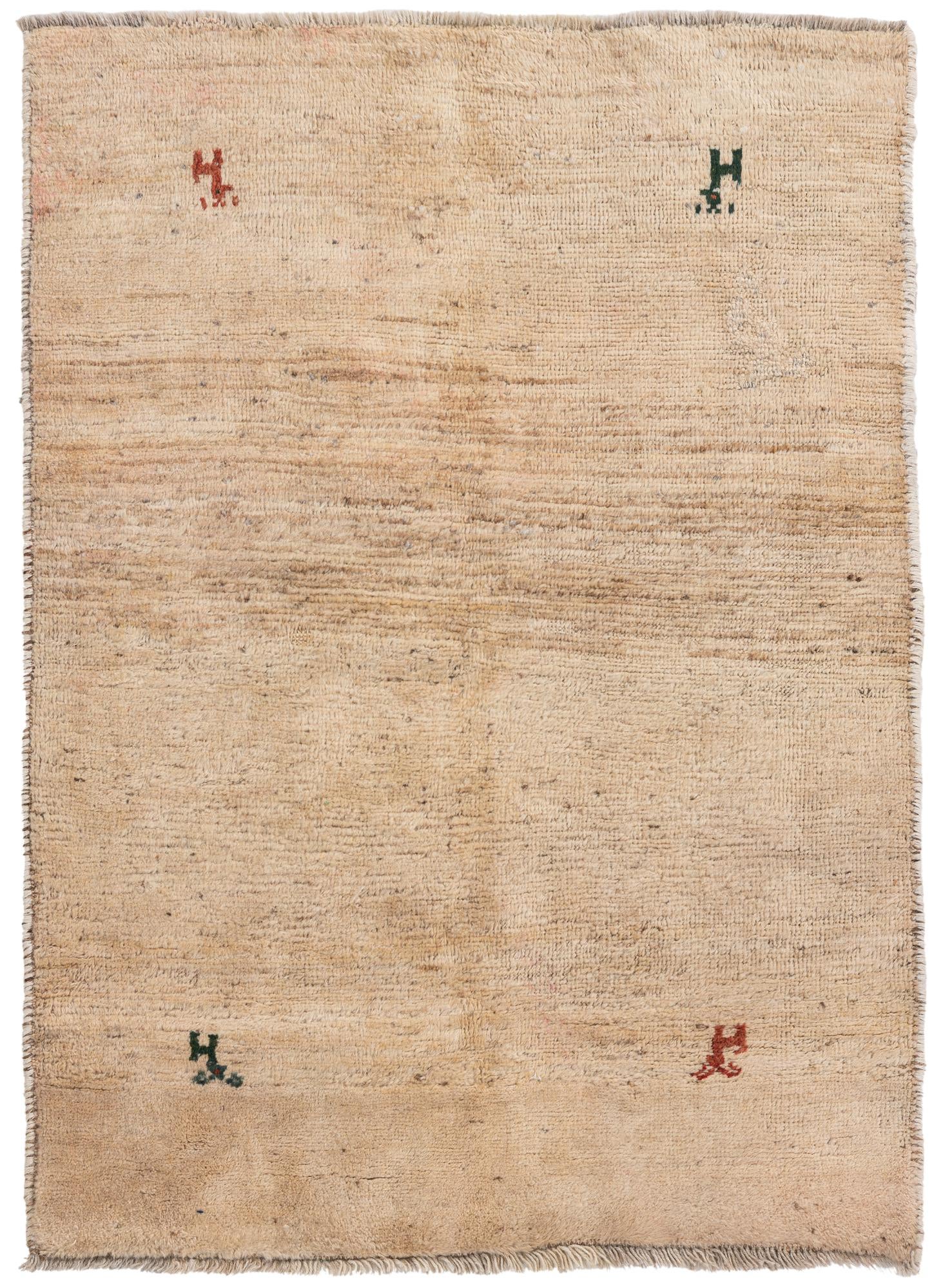 3' 4 x 4' 8 Hand Knotted Gabbeh Wool Rug