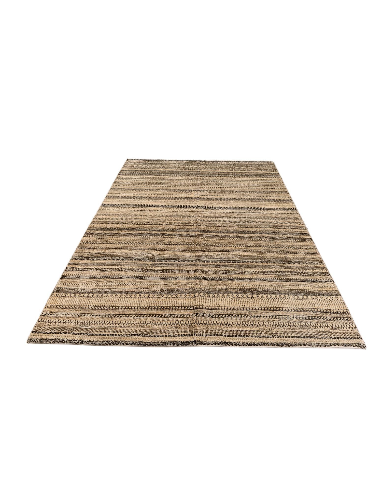 5' 6 x 8' 3 Hand Knotted Gabbeh Wool Rug