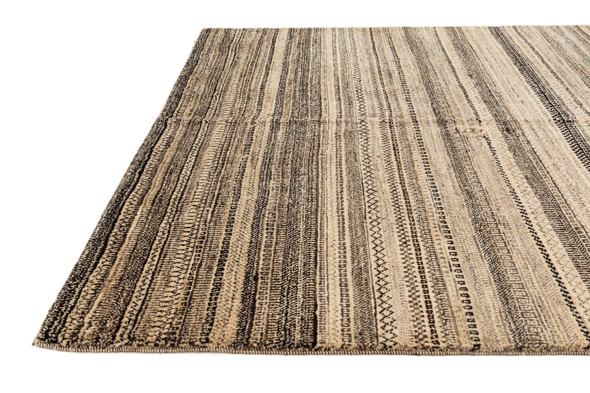 5' 6 x 8' 3 Hand Knotted Gabbeh Wool Rug