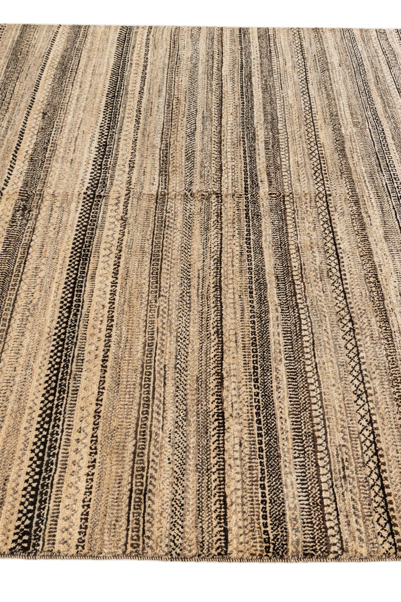 5' 6 x 8' 3 Hand Knotted Gabbeh Wool Rug