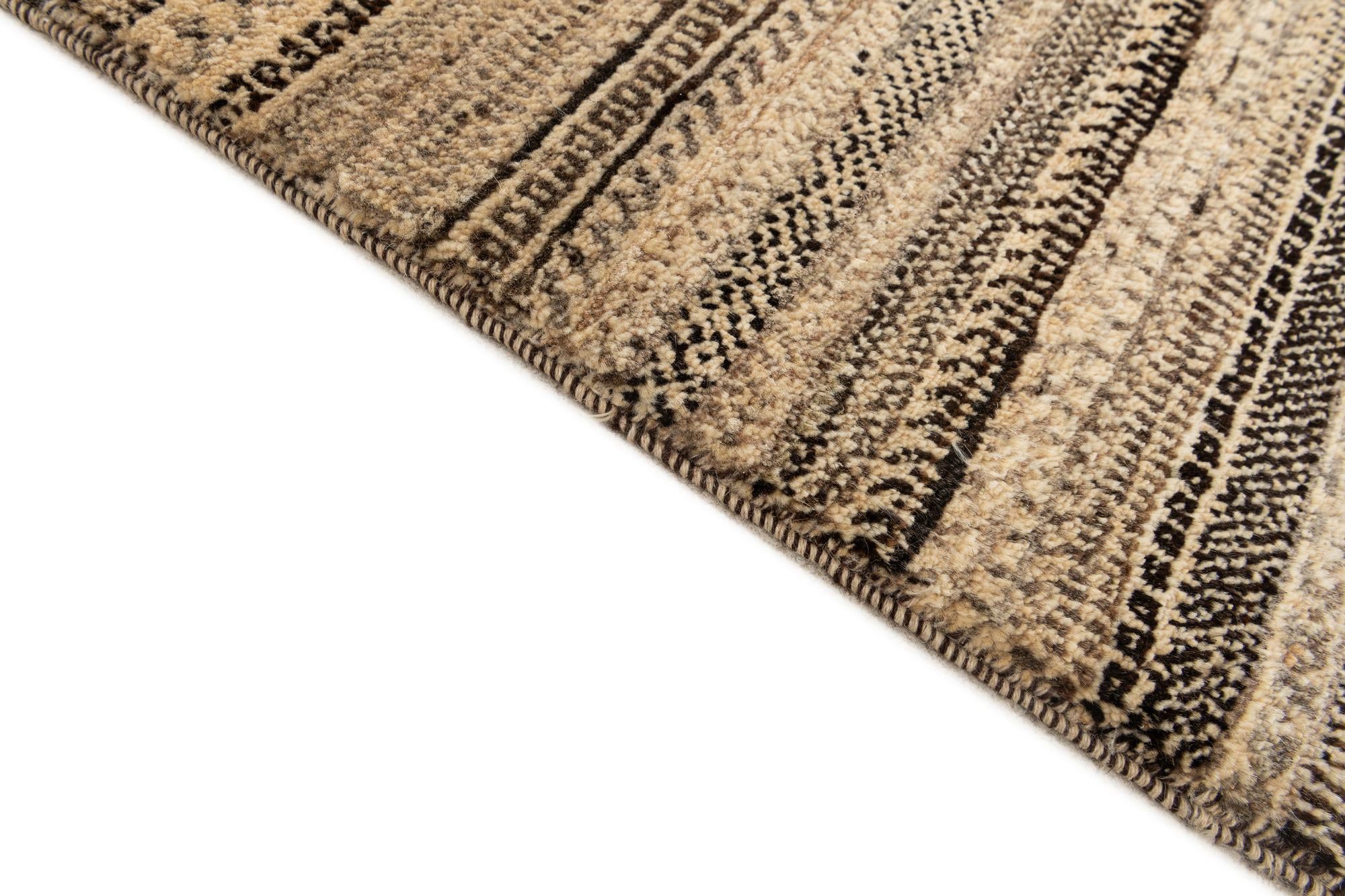5' 6 x 8' 3 Hand Knotted Gabbeh Wool Rug