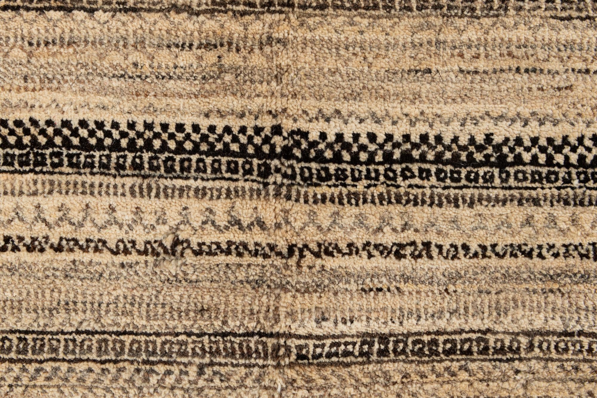 5' 6 x 8' 3 Hand Knotted Gabbeh Wool Rug