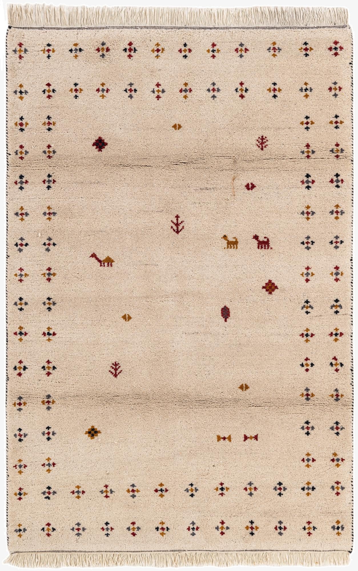 4' x 6' 1  Hand Knotted Gabbeh Wool Rug