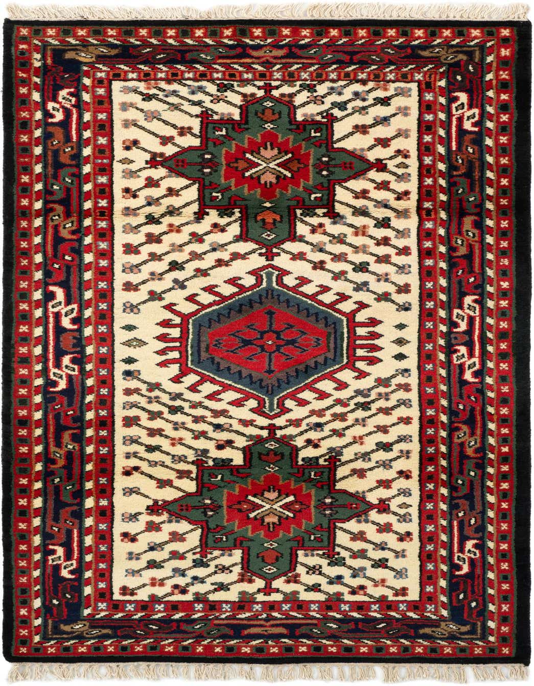 3' 6 x 6' 5 Hand Knotted Gharajeh Wool Rug