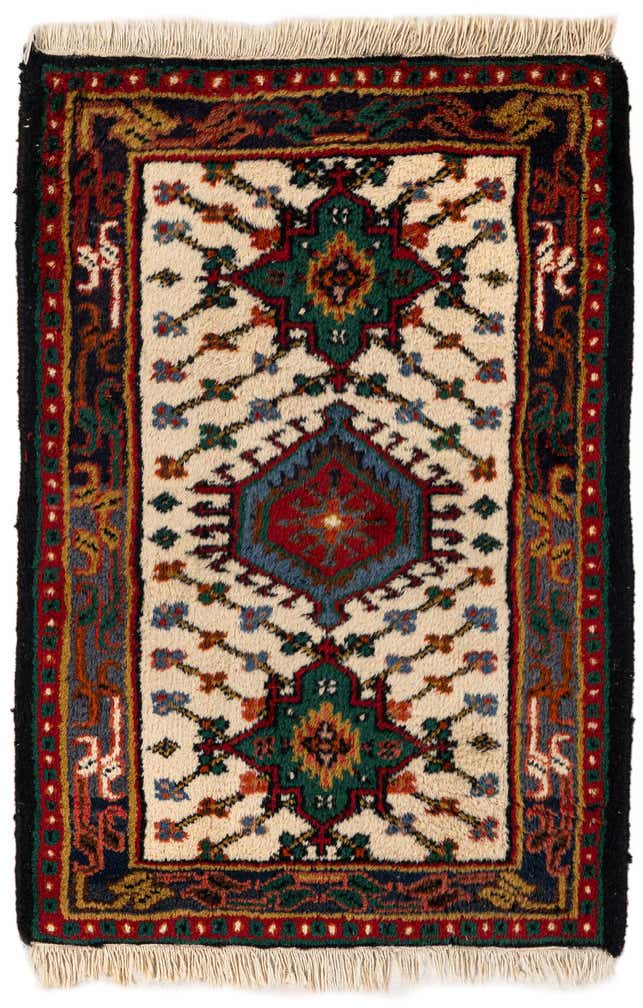 1' 11 x 2' 11 Hand Knotted Hamedan Wool Rug