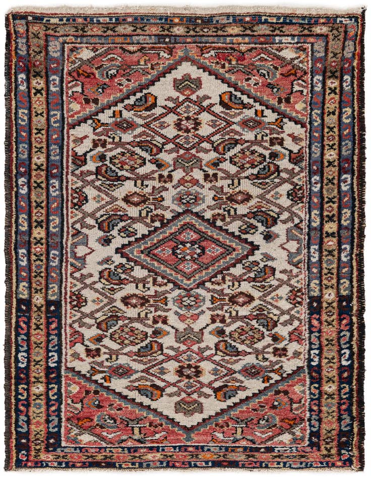 Detail image of 2' 4 x 3' 11 Hand Knotted Hossainabad Wool Rug